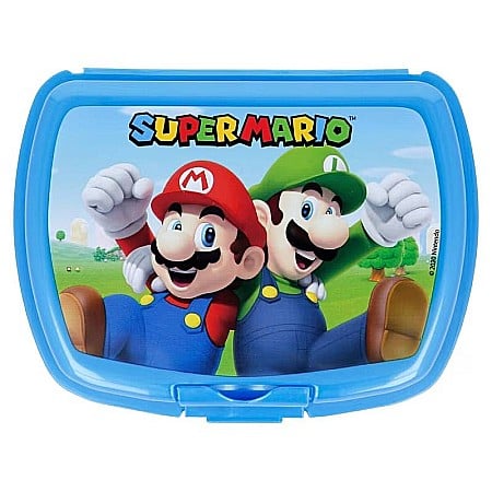 Copii - Cutie sandwich dreptunghiulară Super Mario, 18,1x6,7x13,9 cm Albastru