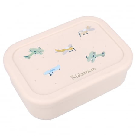 Cutii sandwich - Cutie sandwich multicompartimente, din silicon, 17x12x6 cm, rezistenta la microunde si masina de spalat vase, Kidzroom Small Talk