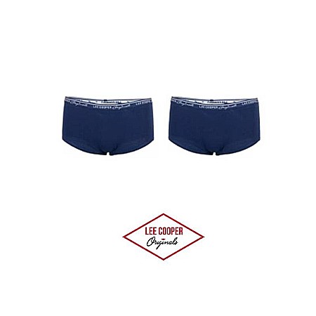 Set 2 perechi chiloți hipster cu bandă logo în talie, albastru, Lee Cooper Originals [1]