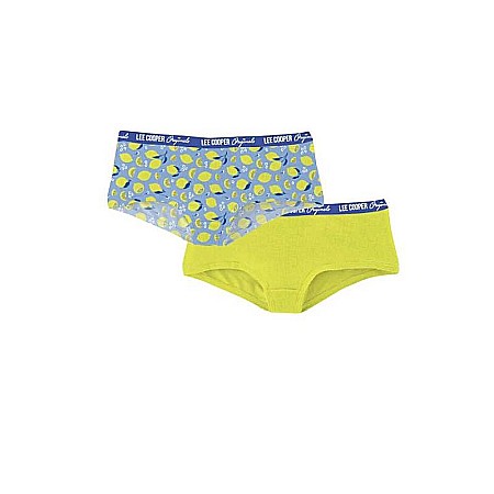 Lenjerie intimă damă - Set 2 perechi chiloți hipster cu bandă logo în talie, galben, Lee Cooper Originals