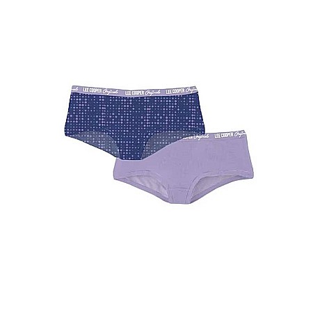 Set 2 perechi chiloți hipster cu bandă logo în talie, liliac, Lee Cooper Originals [0]