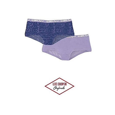 Set 2 perechi chiloți hipster cu bandă logo în talie, liliac, Lee Cooper Originals [1]