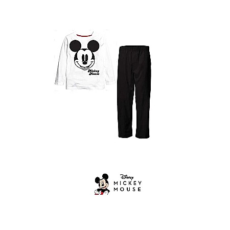 Pijama copii, cu mânecă lungă, 100% bumbac, alb/negru, Mickey Mouse, Disney [1]