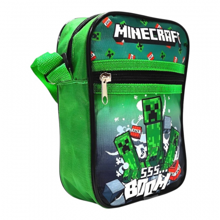 Accesorii școlare - Geanta umar, 2 compartimente, 21x15x5 cm, multicolor, Minecraft