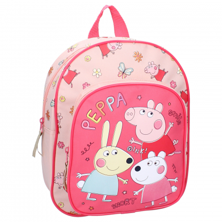 Ghiozdane și Rucsacuri - Ghiozdan copii, 30x25x11 cm, cu doua compartimente, multicolor, bretele ergonomice, intarite si ajustabile, I love This, Peppa Pig