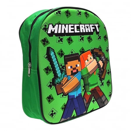 Ghiozdane și Rucsacuri - Ghiozdan copii 3D, 30x26x10 cm, multicolor, bretele ajustabile, Minecraft