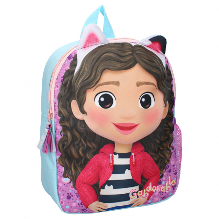 Ghiozdane și Rucsacuri - Ghiozdan copii, 32x26x11 cm, cu un compartiment, buzunar lateral, multicolor, bretele ergonomice, intarite si ajustabile, Fluffy Friends, Gabby's Dollhouse