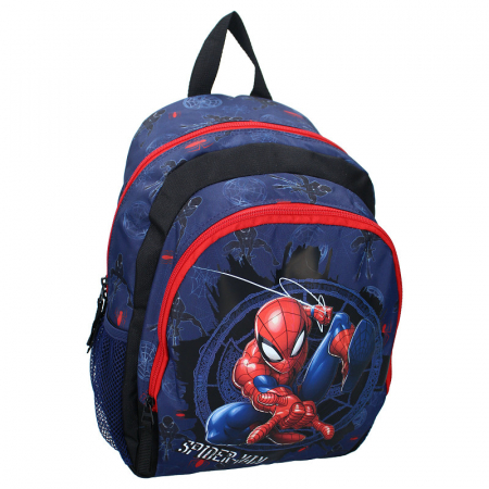 Ghiozdane și Rucsacuri - Ghiozdan copii, 35 x 27 x 18 cm, cu doua compartimente, buzunare laterale, multicolor, bretele ergonomice, intarite si ajustabile, Fight Against Wrong, Spiderman
