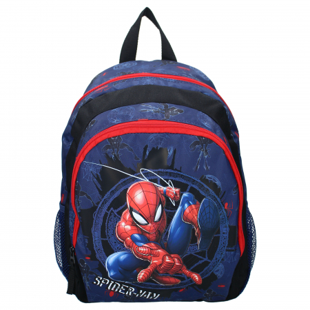 Ghiozdan copii, 35 x 27 x 18 cm, cu doua compartimente, buzunare laterale, multicolor, bretele ergonomice, intarite si ajustabile, Fight Against Wrong, Spiderman [1]