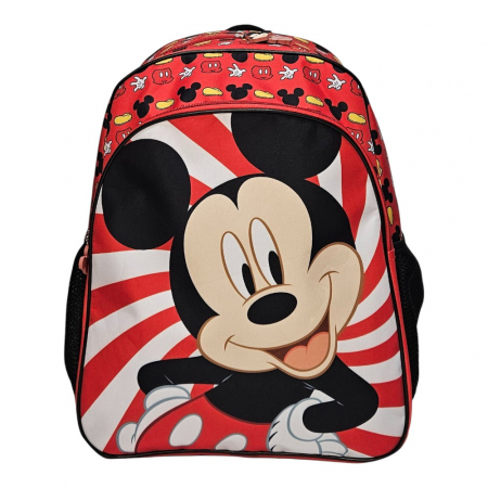 Ghiozdane și Rucsacuri - Ghiozdan copii, 40x30x11 cm, cu doua compartimente, multicolor, bretele intarite si ajustabile, Mickey Mouse