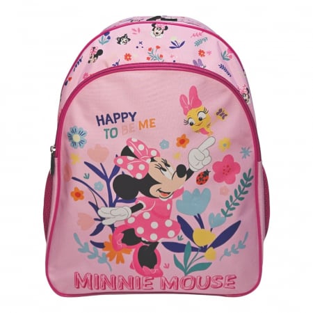 Accesorii școlare - Ghiozdan copii, 40x30x11 cm, cu doua compartimente, multicolor, bretele intarite si ajustabile, Minnie Mouse