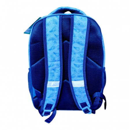 Ghiozdan copii, 42x30x17 cm, cu trei compartimente si doua buzunare laterale, albastru, bretele ergonomice, intarite si ajustabile, benzi reflectorizante, Stitch [4]