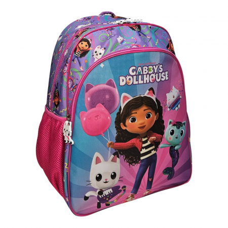Accesorii școlare - Ghiozdan ergonomic, cu doua compartimente si doua buzunare laterale, 40x30x17 cm, bretele ajustabile si intarite, multicolor, Gabby's Dollhouse