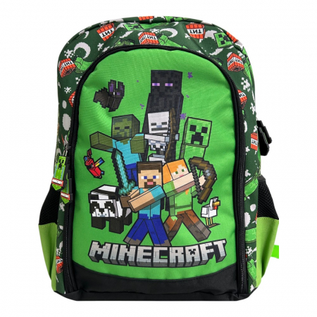 Ghiozdane și Rucsacuri - Ghiozdan ergonomic, cu doua compartimente si doua buzunare laterale, 40x30x17 cm, bretele ajustabile si intarite, multicolor, Minecraft