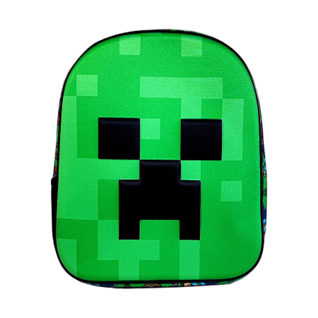 Ghiozdane și Rucsacuri - Ghiozdan grădiniță, 3D, 30x24x10 cm, bretele ajustabile și întărite, verde, Happy, Minecraft