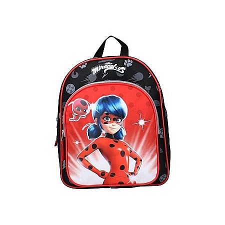 Ghiozdan poliester, Miraculous, negru cu roșu, 43 x 16 x 32 cm [0]