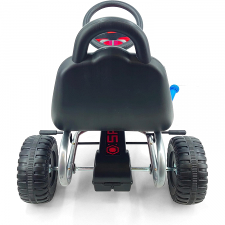 Go-Kart cu pedale, pentru copii 3-12 ani, reglabil, frana de mana, cadru de otel, sistem de roti cu cuplu liber, rulmenti cu bile, multicolor, Spiderman [3]