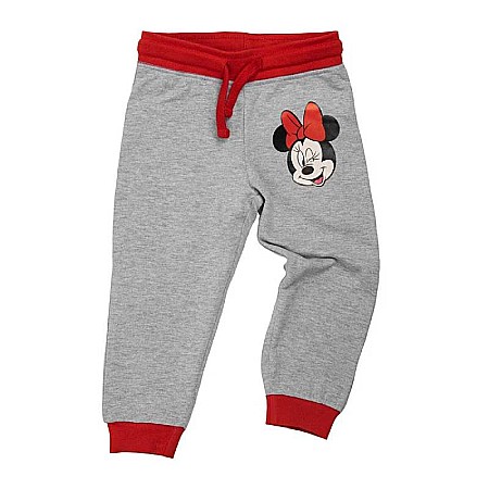 Pantaloni și treninguri copii - Pantaloni trening fete, gri, Minnie Mouse, Disney