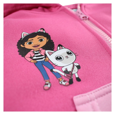 Hanorac copii, cu fermoar, glugă și buzunare frontale, fucsia, Happy, Gabby's Dollhouse [3]