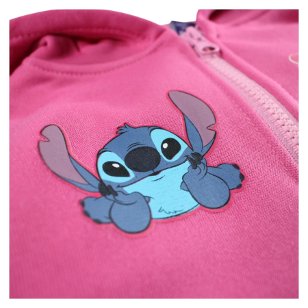 Hanorac copii, cu fermoar, glugă și buzunare frontale, fucsia, Happy, Stitch [3]