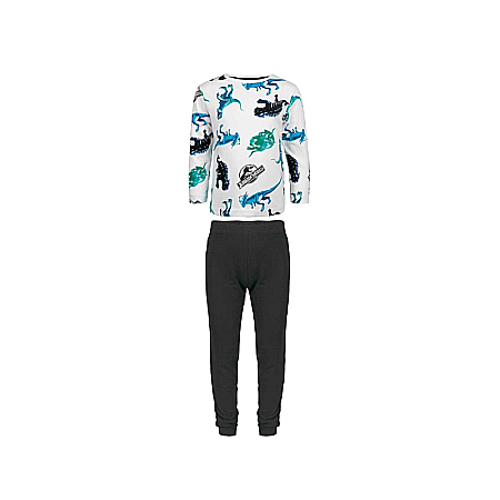 Pijamale maneca lunga - Pijama copii, cu mânecă lungă, 100% bumbac, alb/negru, Jurassic World