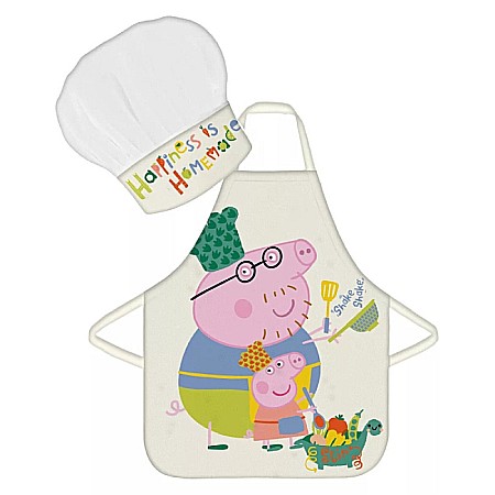 Set șorț bucătărie și bonetă Peppa Pig Shake Alb