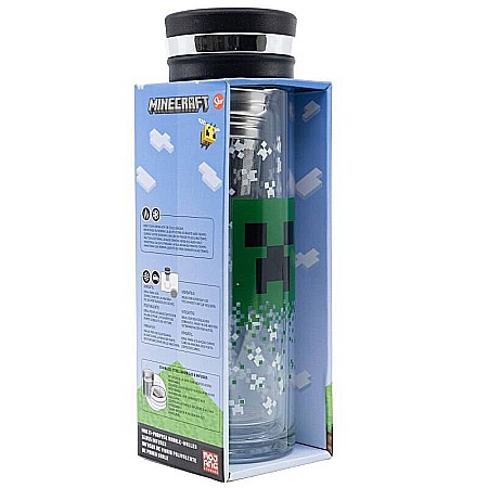 Infuzor de ceai din sticlă barosilicată, cu pereți dubli, 350 ml, verde, Minecraft [3]