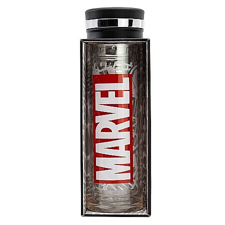 Infuzor de ceai din sticlă barosilicată, cu pereți dubli, 350 ml, roșu, Marvel [2]