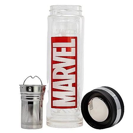 Ceainice și infuzoare - Infuzor de ceai din sticlă barosilicată, cu pereți dubli, 350 ml, roșu, Marvel