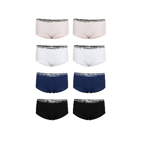 Lenjerie intimă damă - Set 8 perechi chiloți hipster cu bandă logo în talie, multicolor, Since 1908, Lee Cooper Originals