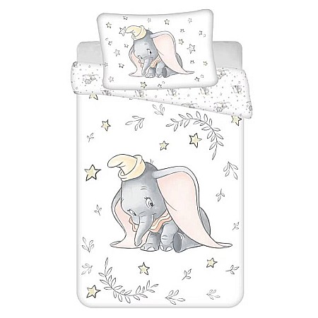 Lenjerii pătuț - Set lenjerie pat copii, 100% bumbac, multicolor, 2 piese, 100×135 cm, 40×60, Dumbo, Disney, stars