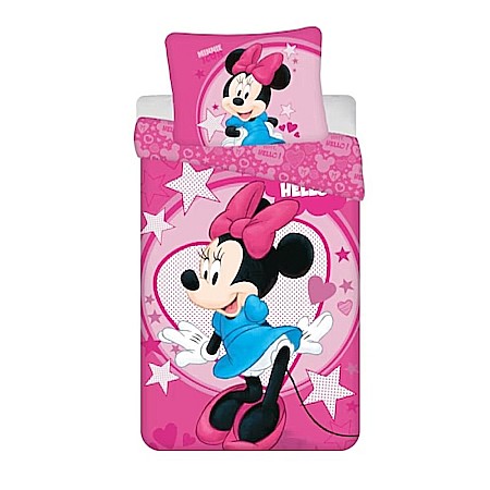 Lenjerii pat - Set lenjerie pat copii, multicolor, 2 piese, 140×200 cm, 70×90, Hello, Minnie Mouse, Disney