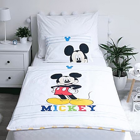 Set lenjerie pat copii, 100% bumbac, multicolor, 2 piese, 100×135 cm, 40×60, Fun, Mickey Mouse [0]