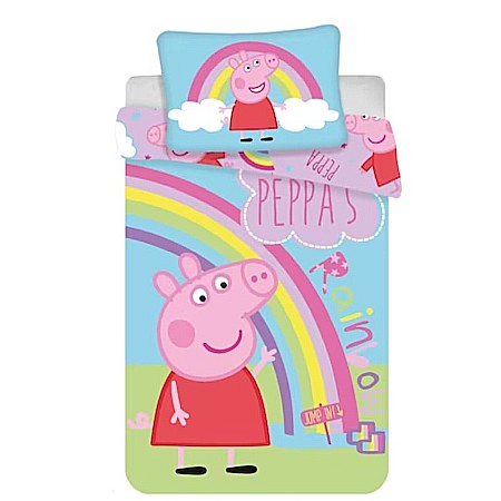 Set lenjerie pat copii, 100% bumbac, multicolor, 2 piese, 100×135 cm, 40×60, Peppa's, Peppa Pig [0]