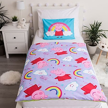 Set lenjerie pat copii, 100% bumbac, multicolor, 2 piese, 100×135 cm, 40×60, Peppa's, Peppa Pig [2]