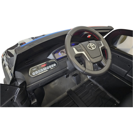 Mașină electrică de poliție licență Toyota Land Cruiser, pentru două persoane, Negru, 24V, cu telecomandă, Sunete/Muzică, USB, Lumini, 125x73x58 cm [8]