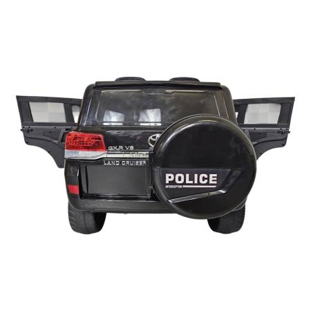 Mașină electrică de poliție licență Toyota Land Cruiser, pentru două persoane, Negru, 24V, cu telecomandă, Sunete/Muzică, USB, Lumini, 125x73x58 cm [4]
