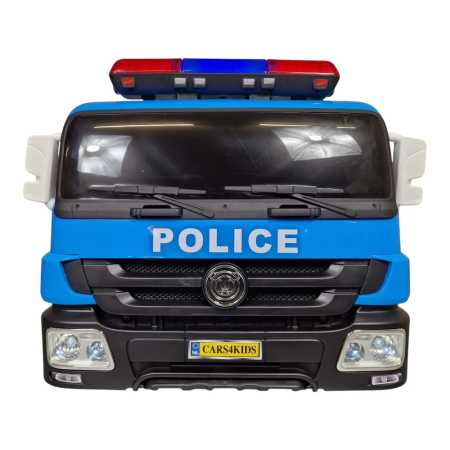 Mașină electrică de poliție, pentru o persoană, Albastru, 12V, cu telecomandă, Sunete/Muzică, Greutate maximă suportată 30 kg, 115x65x60 cm [2]