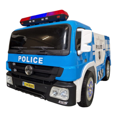 Mașini electrice pentru copii - Mașină electrică de poliție, pentru o persoană, Albastru, 12V, cu telecomandă, Sunete/Muzică, Greutate maximă suportată 30 kg, 115x65x60 cm