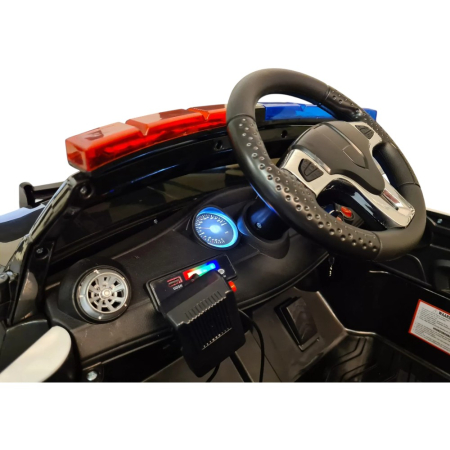 Mașină electrică de poliție, pentru două persoane, Negru, 12V, cu telecomandă, MP3, USB, 116x64x45 cm [7]