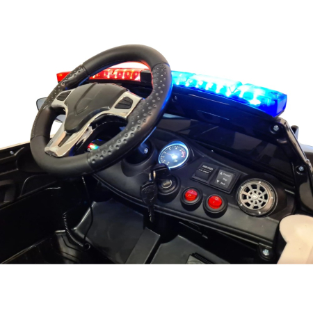 Mașină electrică de poliție, pentru două persoane, Negru, 12V, cu telecomandă, MP3, USB, 116x64x45 cm [8]