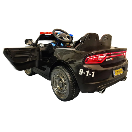 Mașină electrică de poliție, pentru două persoane, Negru, 12V, cu telecomandă, MP3, USB, 116x64x45 cm [4]