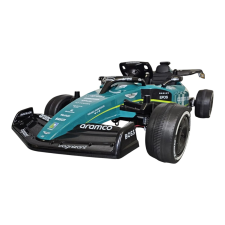 Mașini electrice pentru copii - Mașină electrică licență Aston Martin Formula 1, pentru o persoană, Verde, 24V, cu telecomandă, Sunete/Muzică, Bluetooth, USB, 137x72x44 cm