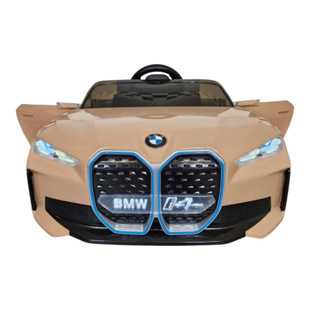 Mașină electrică licență BMW i4, pentru o persoană, Bej, 12V, cu telecomandă, Bluetooth, MP3, USB, 115x67x45 cm [2]
