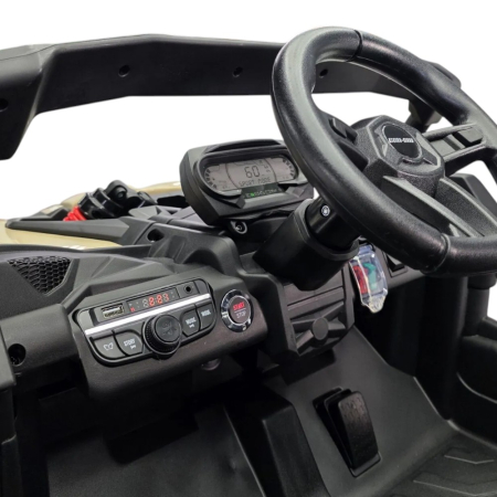 Mașină electrică licență Can-Am Maverick, pentru două persoane, Kaki, 12V, cu telecomandă, Bluetooth, USB, 108x73x63 cm [8]