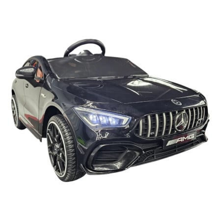 Mașini electrice pentru copii - Mașină electrică licență Mercedes CLA 45, pentru o persoană, Negru, 12V, cu telecomandă, Bluetooth, MP3, USB, 110x61x45 cm