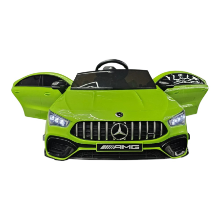 Mașină electrică licență Mercedes CLA 45, pentru o persoană, Verde, 12V, cu telecomandă, Bluetooth, MP3, USB, 110x61x45 cm [1]