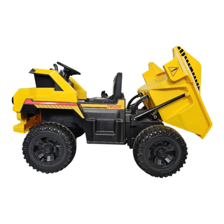 Mașină electrică tip camion basculant, pentru două persoane, Galben, 12V, cu telecomandă, Sunete/Muzică, MP3, USB, 132,5x87,5x74 cm [2]