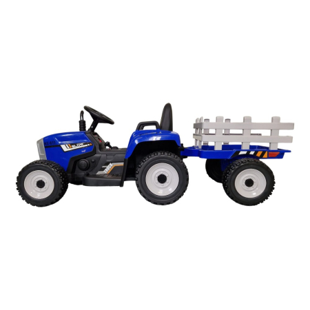 Mașină electrică tip tractor cu remorcă, pentru o persoană, Albastru, 12V, cu telecomandă, Sunete/Muzică, Bluetooth, 137x50x53 cm [3]