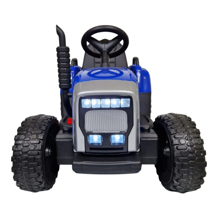 Mașină electrică tip tractor cu remorcă, pentru o persoană, Albastru, 12V, cu telecomandă, Sunete/Muzică, Bluetooth, 137x50x53 cm [2]
